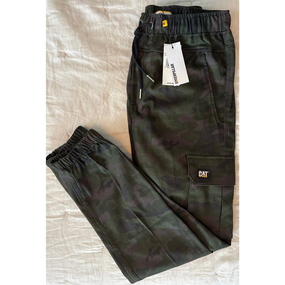NWT Caterpillar CAT Cargo Pants Mens 28x29 Night Camouflage Camo Drawstring $70